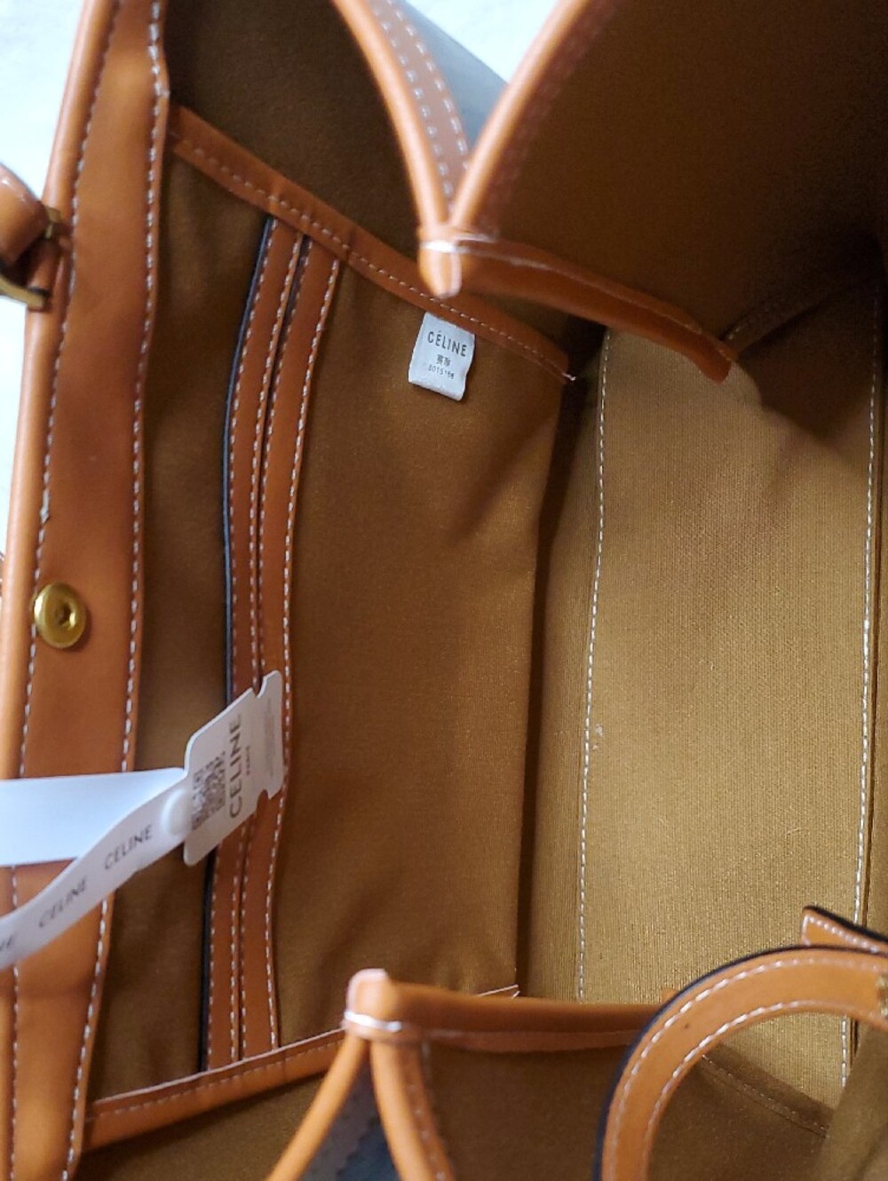 Celine Brown Canvas Monogram Tote with Tan Trim - Picture 8 of 11